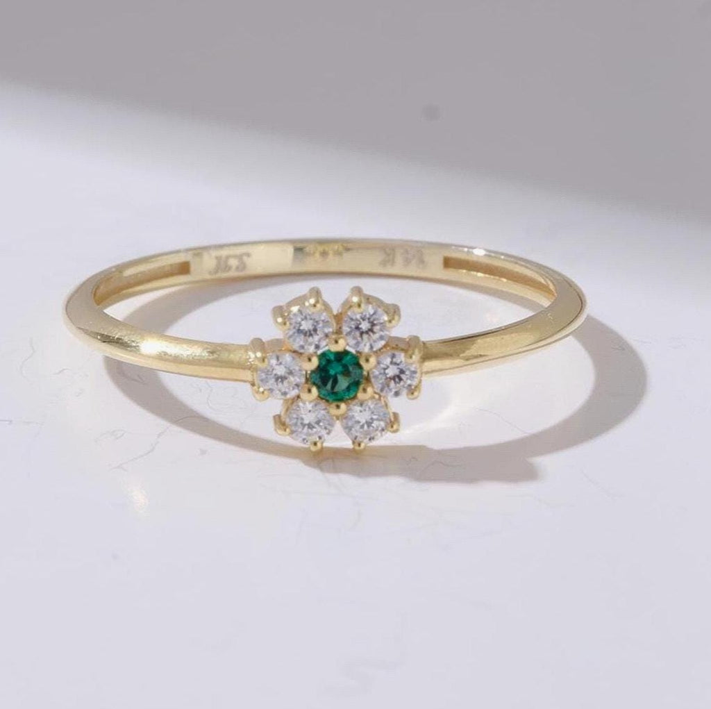 Daisy Gold Flower Birthstone Ring