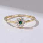 Daisy Gold Flower Birthstone Ring