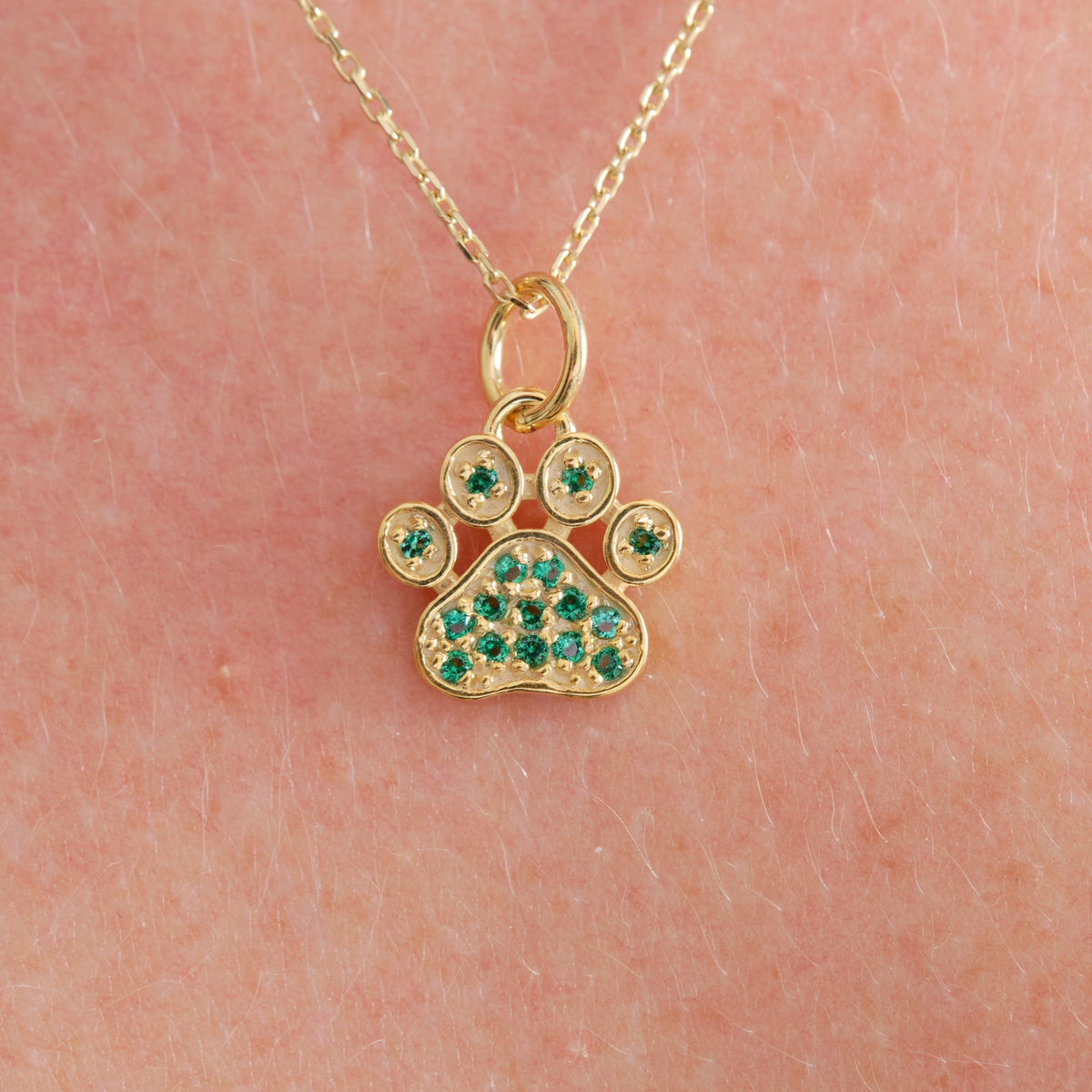 Gold Paw Birthstone Pendant