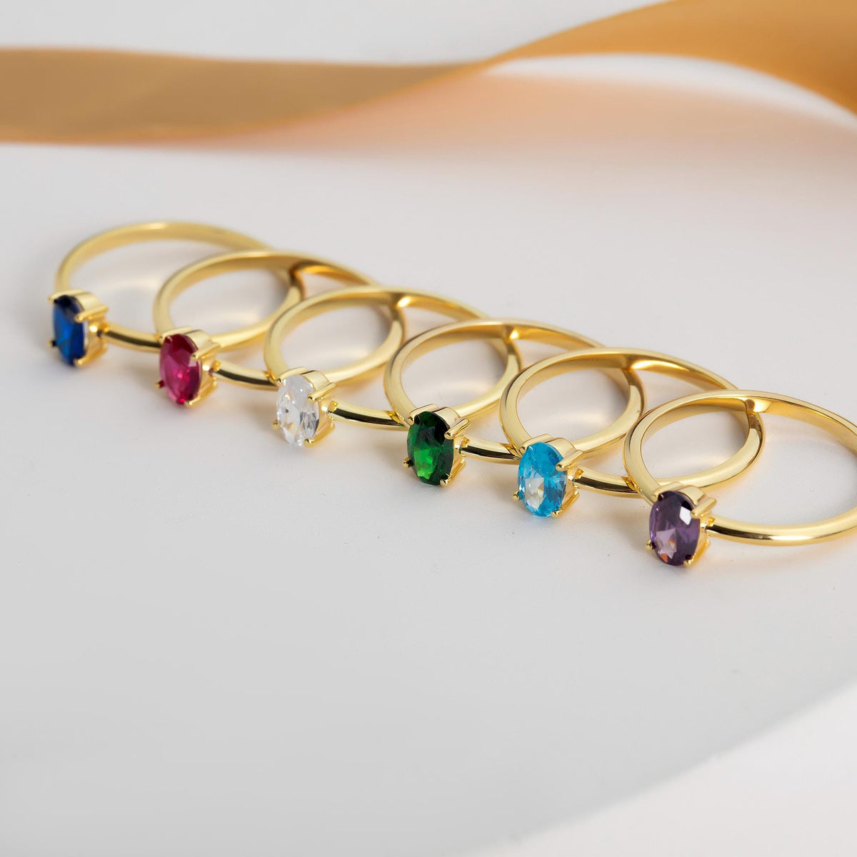 Gold Oval Cut Birthstone Ring