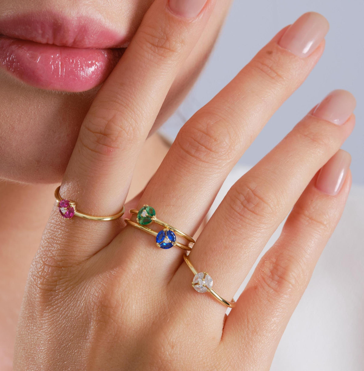 Trio Gold Birthstone Ring