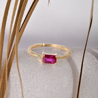 Textured Baguette Gold Birthstone Ring