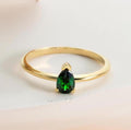 Gold Dainty Pear Cut Birthstone Ring