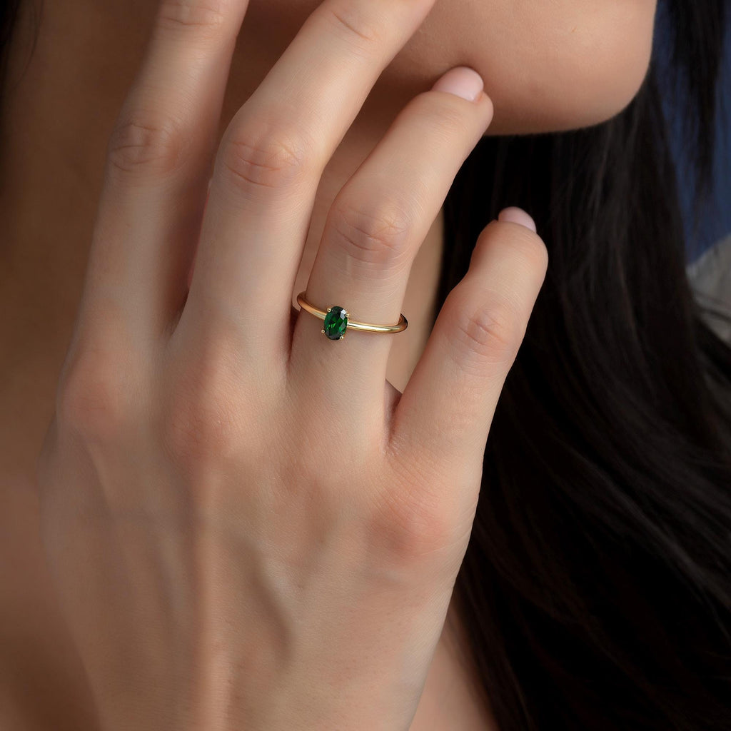 Gold Oval Cut Birthstone Ring