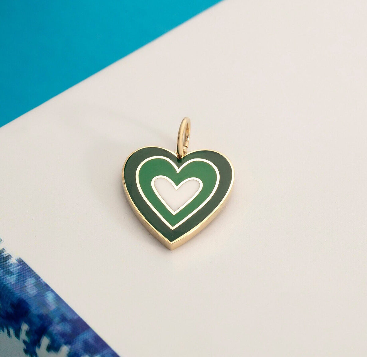 Gold Enamel Heart Pendant