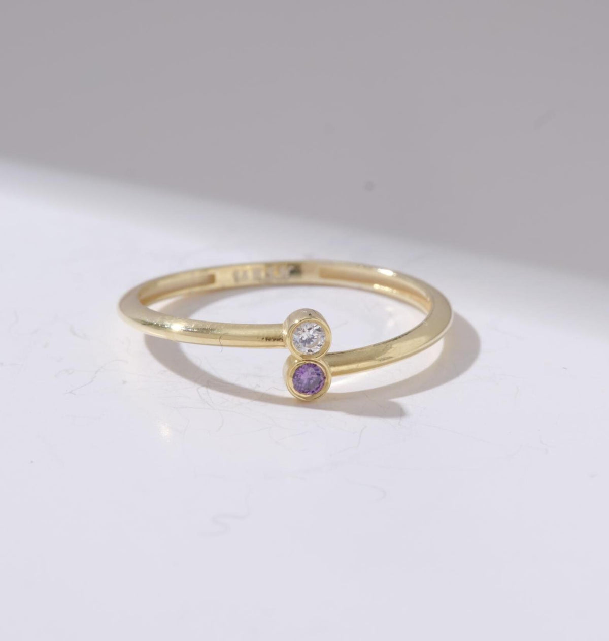 Duo Gold Couple Birthstone Ring