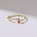 Duo Gold Couple Birthstone Ring