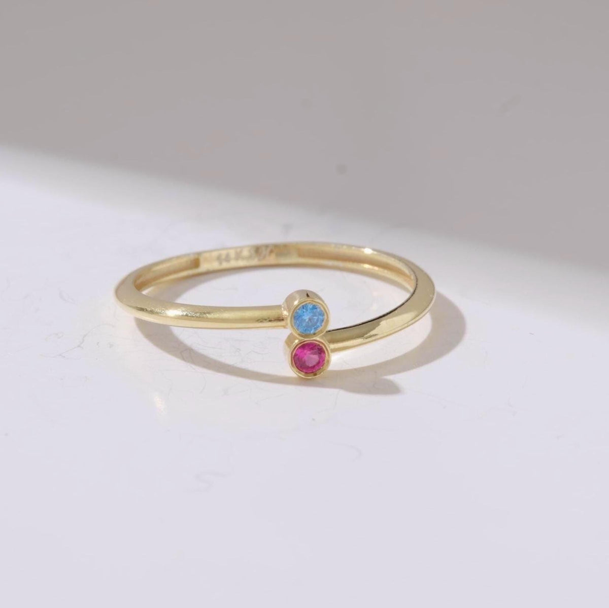 Duo Gold Couple Birthstone Ring