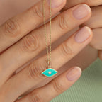 Gold Enamel Birthstone Evil Eye Pendant
