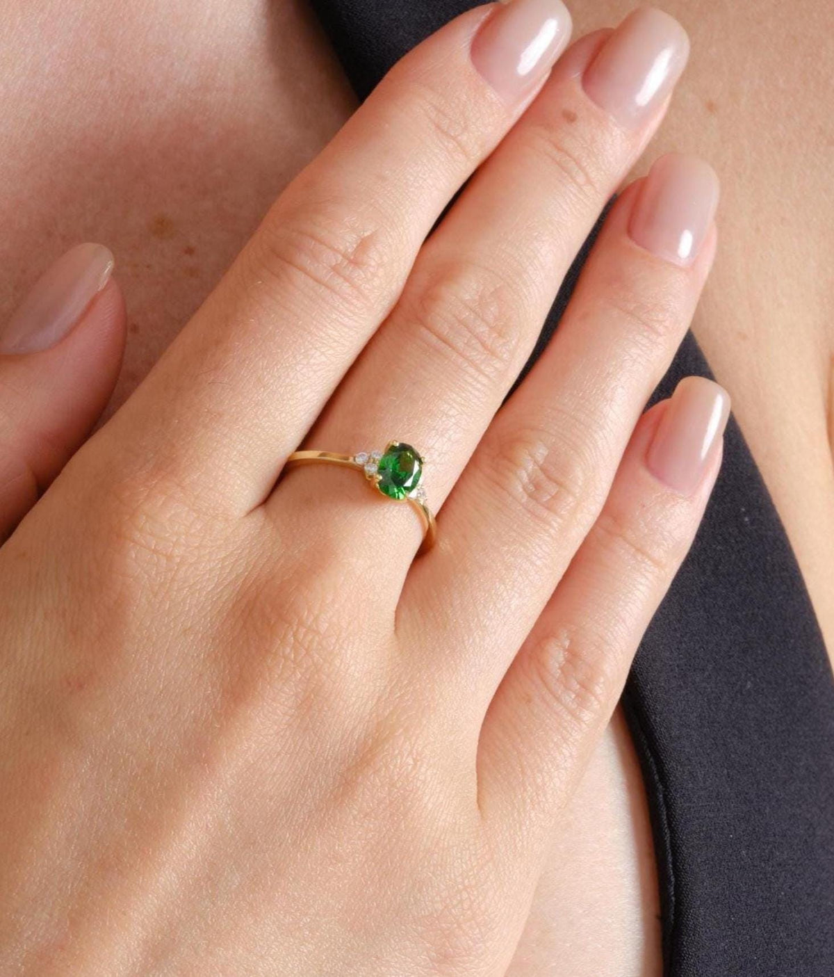 Center Stone Oval Cut Gold Birthstone Ring