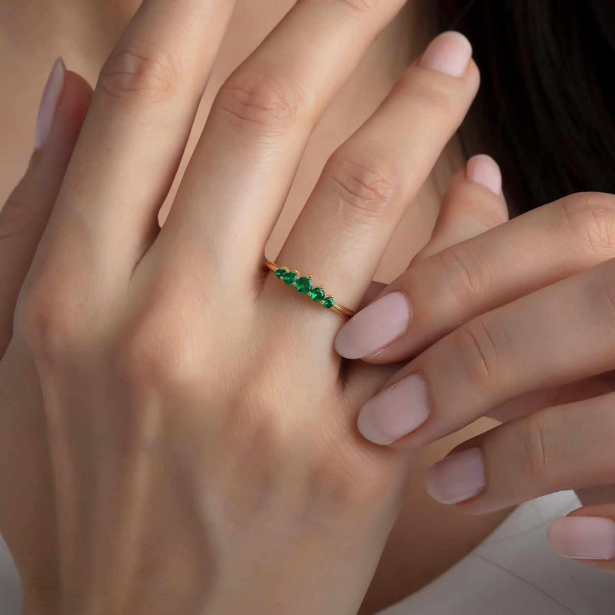 5 Stone Gold Birthstone Ring