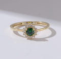 Gold Sunburst Halo Birthstone Ring