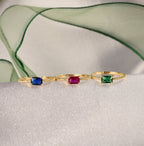 Textured Baguette Gold Birthstone Ring