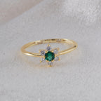 Gold Flower Birthstone Ring