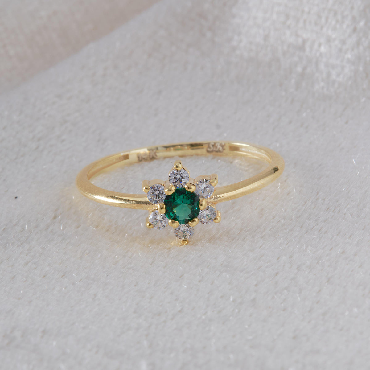 Gold Flower Birthstone Ring