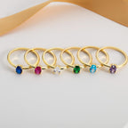 Gold Oval Cut Birthstone Ring