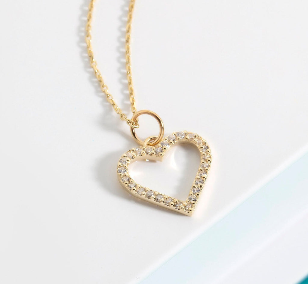 Gold CZ Heart Pendant