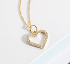 Gold CZ Heart Pendant