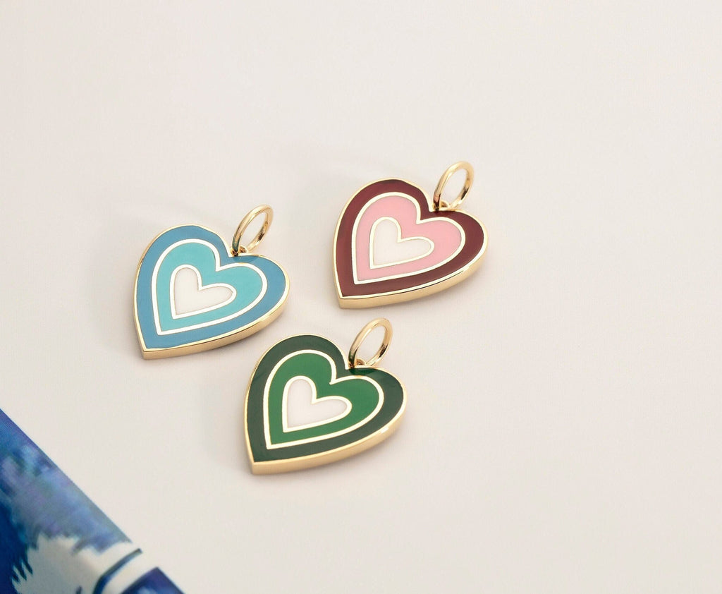 Gold Enamel Heart Pendant