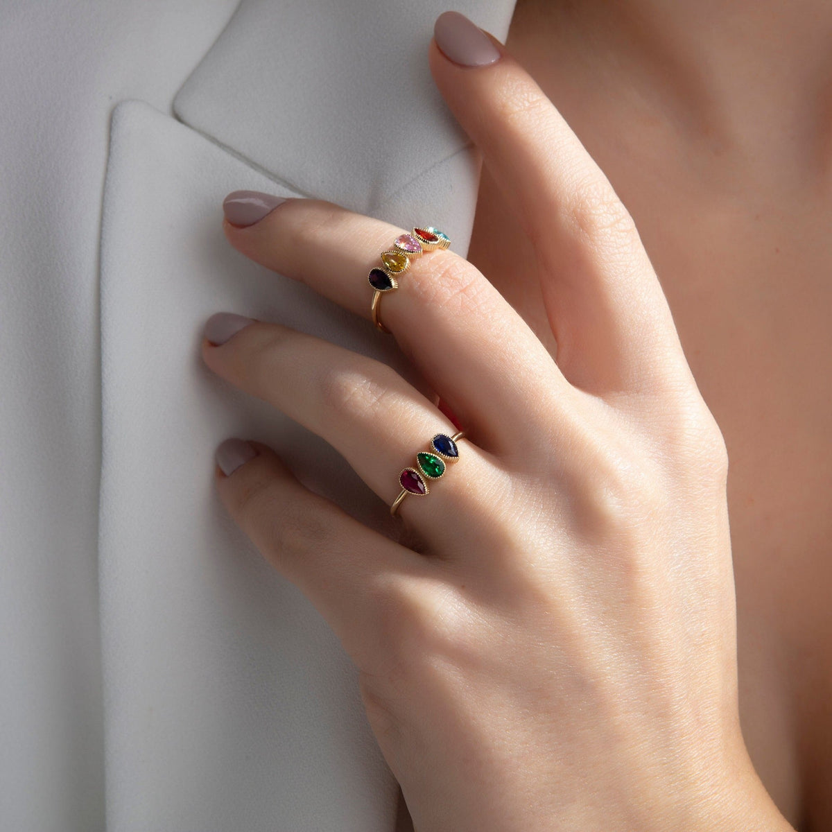 Pear Cut Gold Birthstone Ring