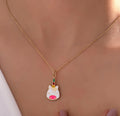 Gold Enamel Unicorn Face Pendant