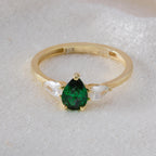 Round Cute Side Stone Gold Birthstone Ring