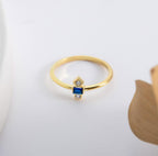 Geometric Baguette Gold Birthstone Ring