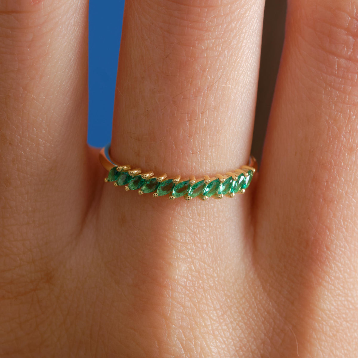 Marquise Band Gold Birthstone Ring
