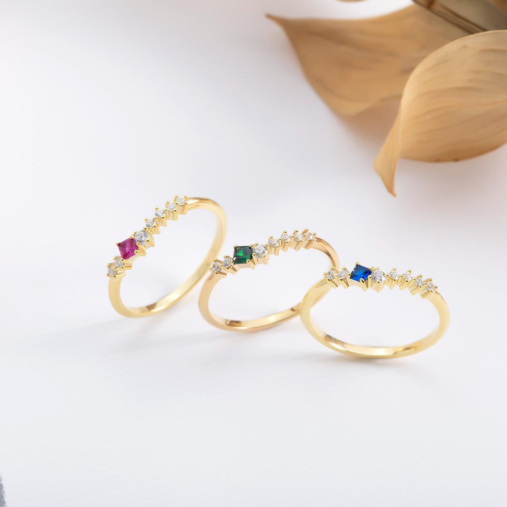 Gold Cluster Birthstone Ring