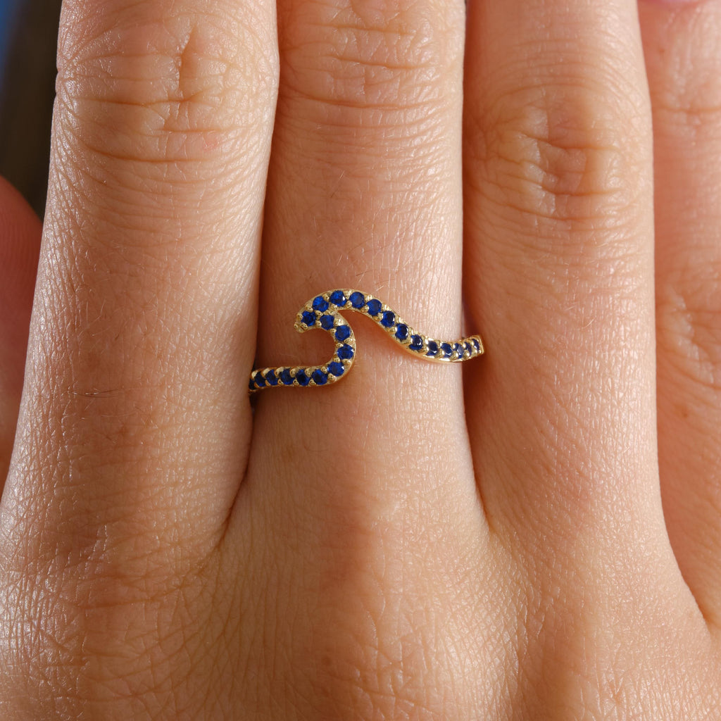 Wave Gold Birthstone Ring