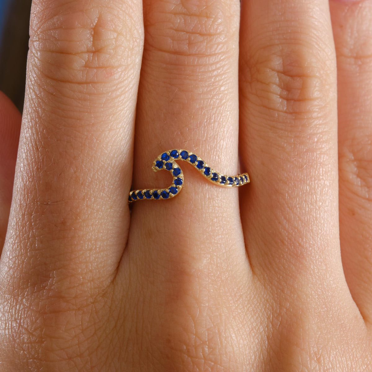 Wave Gold Birthstone Ring
