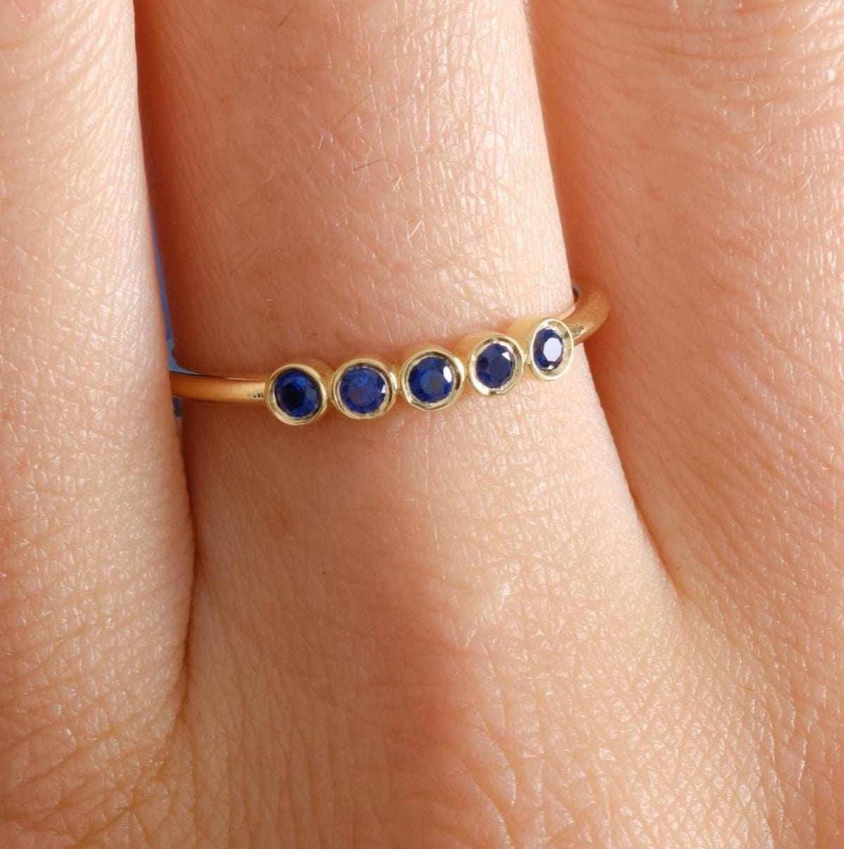 Dainty Round Cut Gold Birthstone Ring