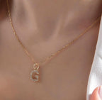Gold Birthstone Initial CZ Pendant