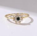 Floral Halo Gold Flower Birthstone Ring
