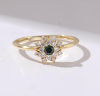Floral Halo Gold Flower Birthstone Ring