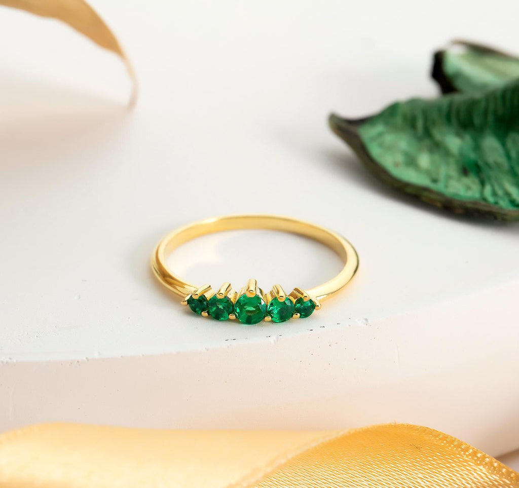 5 Stone Gold Birthstone Ring