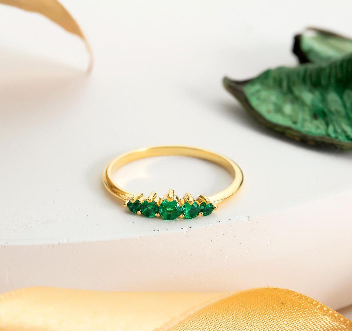 5 Stone Gold Birthstone Ring