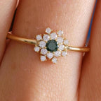 Floral Halo Gold Flower Birthstone Ring