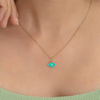 Gold Enamel Birthstone Evil Eye Pendant