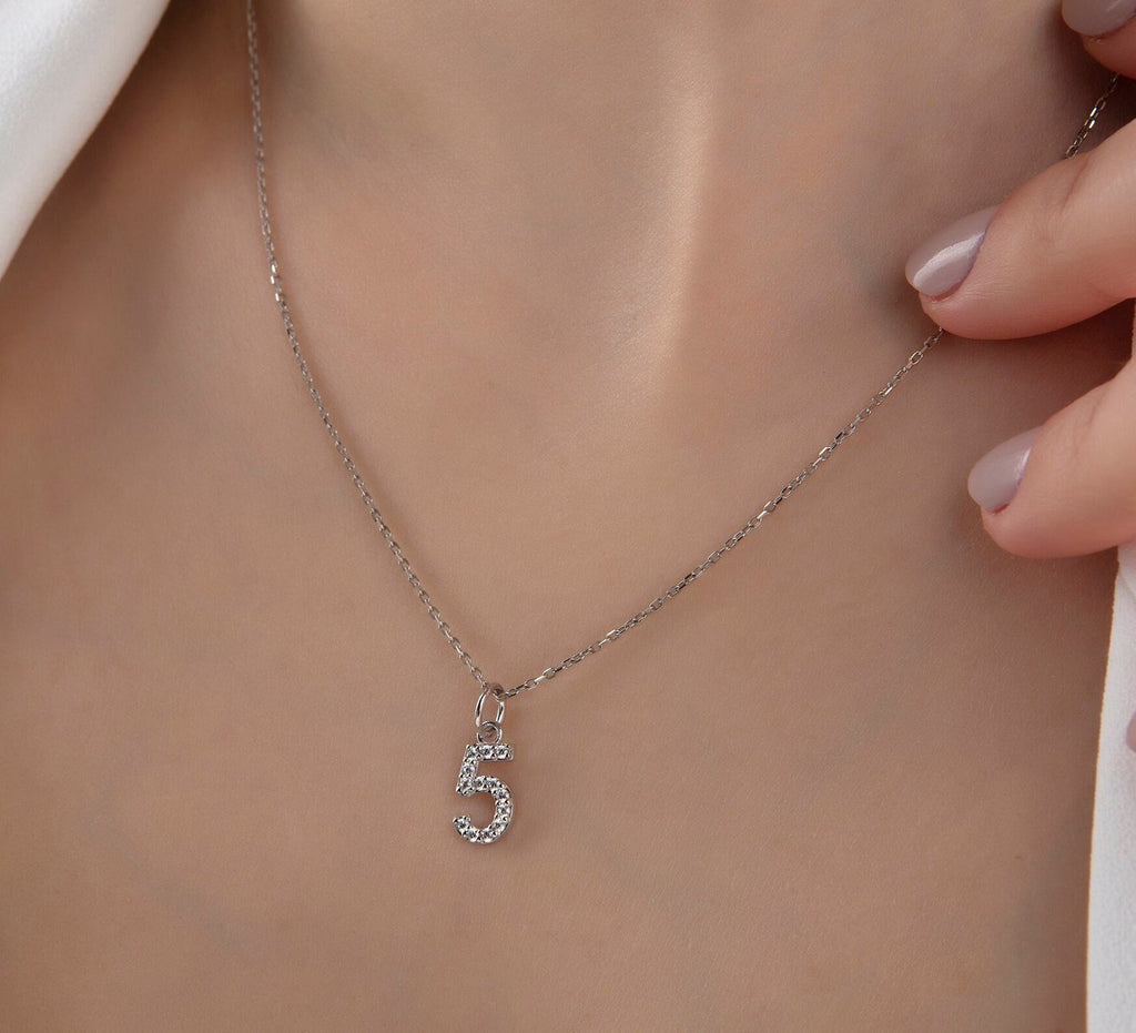 Gold Birthstone Number CZ Charm