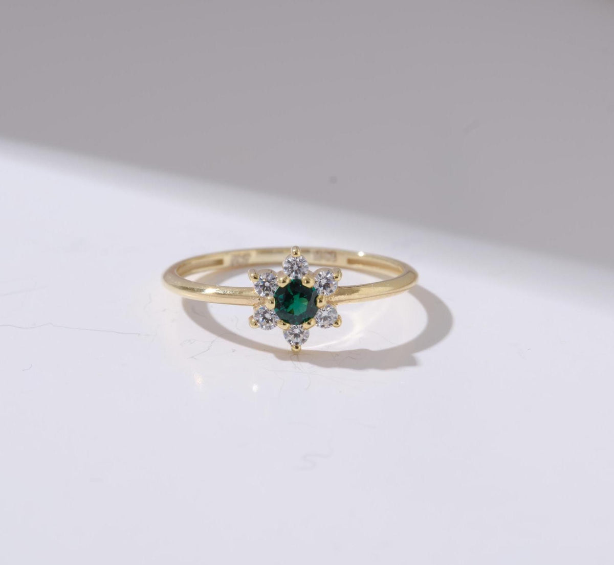 Gold Flower Birthstone Ring