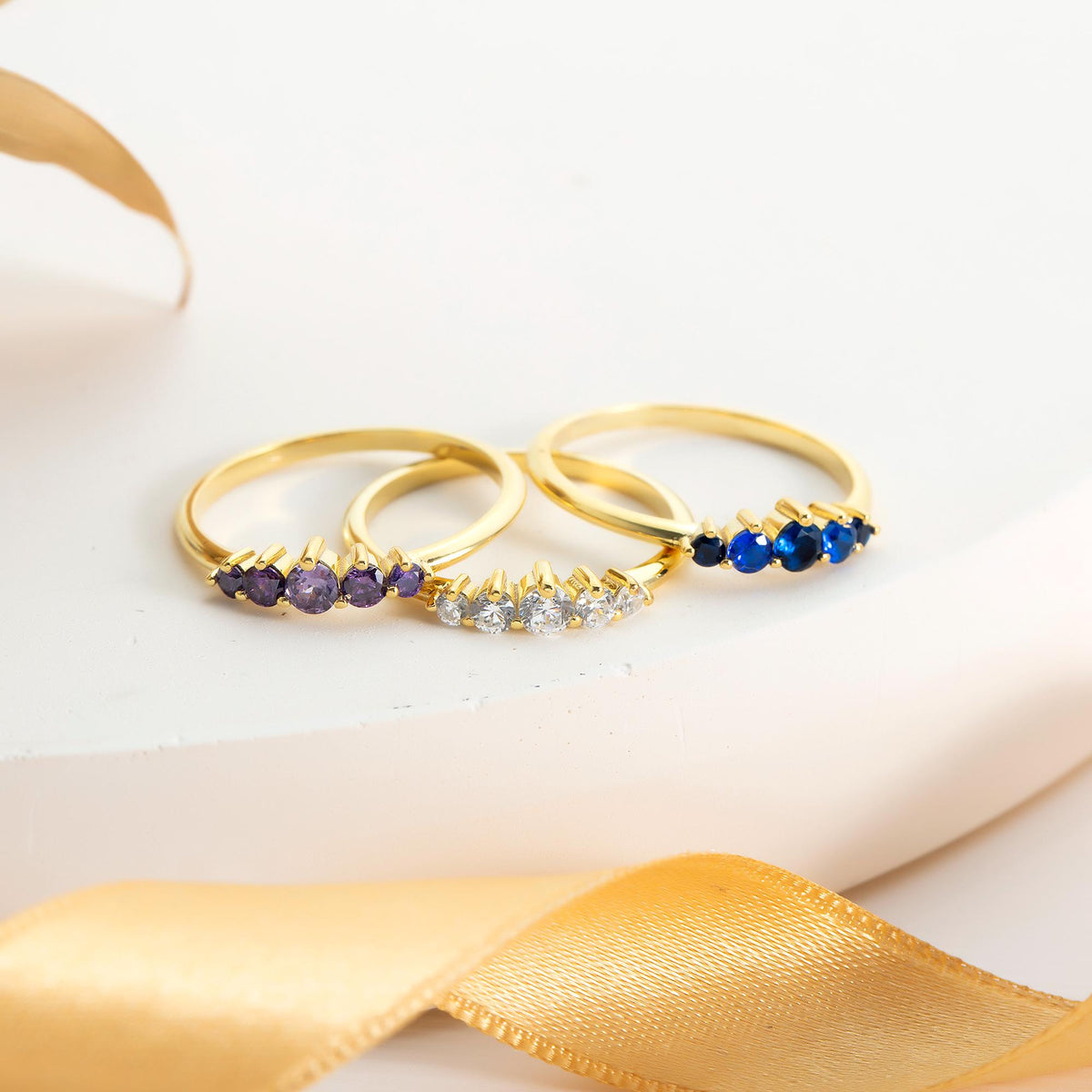 5 Stone Gold Birthstone Ring