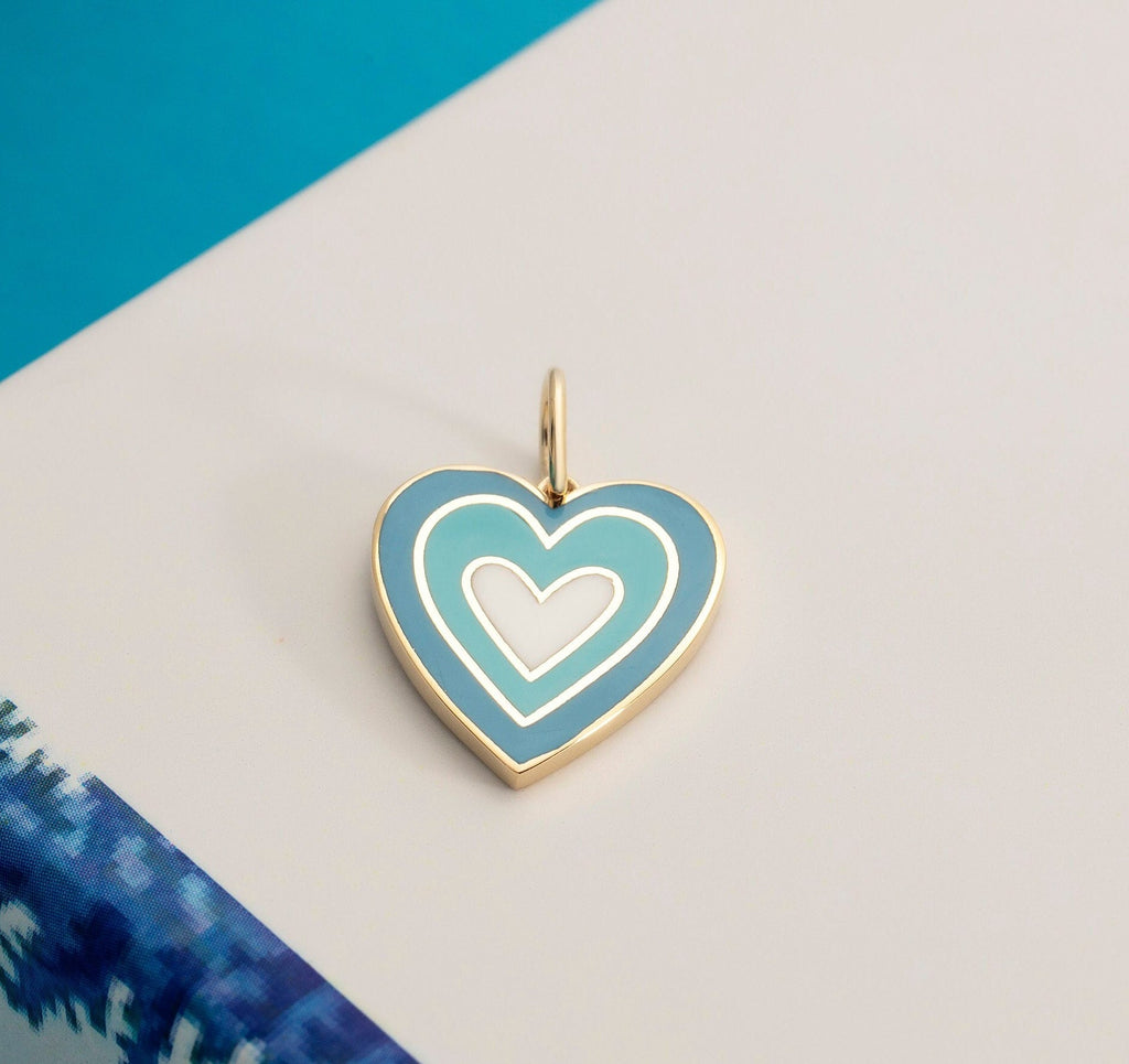 Gold Enamel Heart Pendant