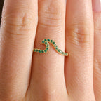 Wave Gold Birthstone Ring