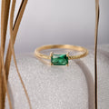 Textured Baguette Gold Birthstone Ring
