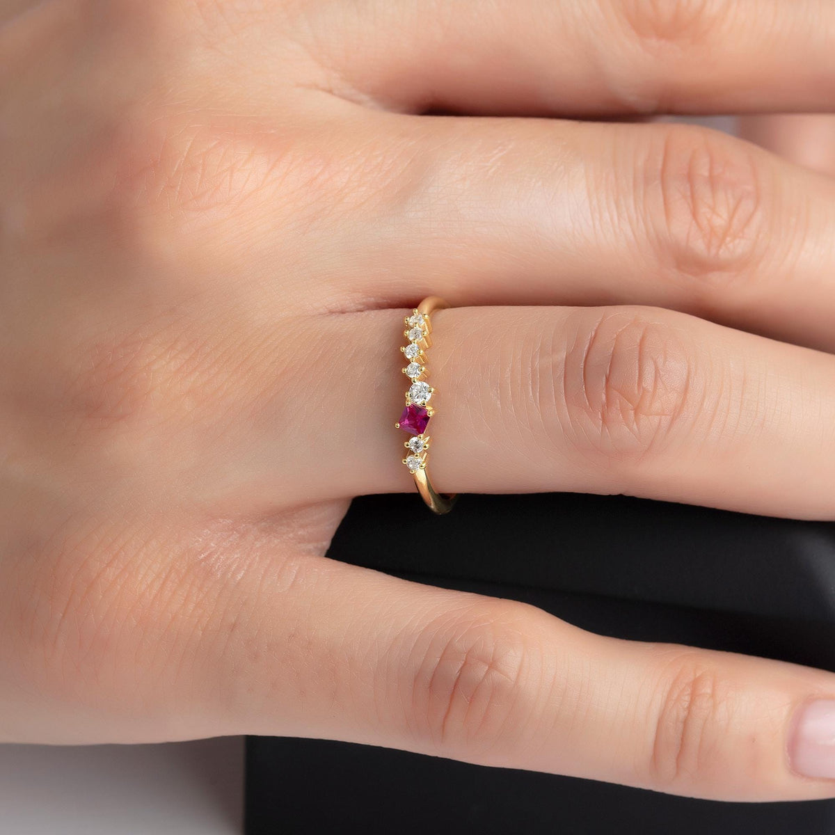 Gold Cluster Birthstone Ring