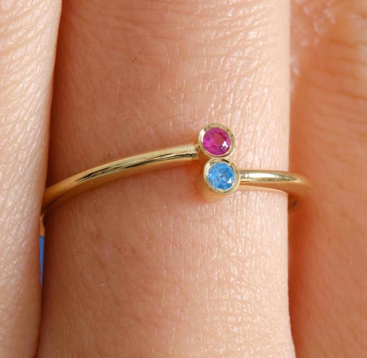 Duo Gold Couple Birthstone Ring