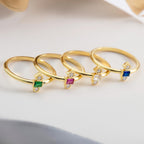 Geometric Baguette Gold Birthstone Ring