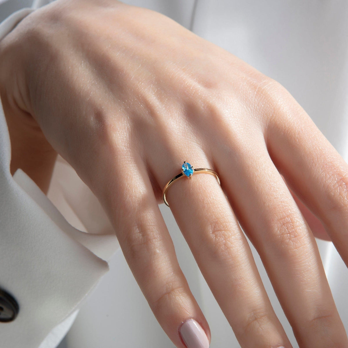Marquise Cut Gold Birthstone Ring