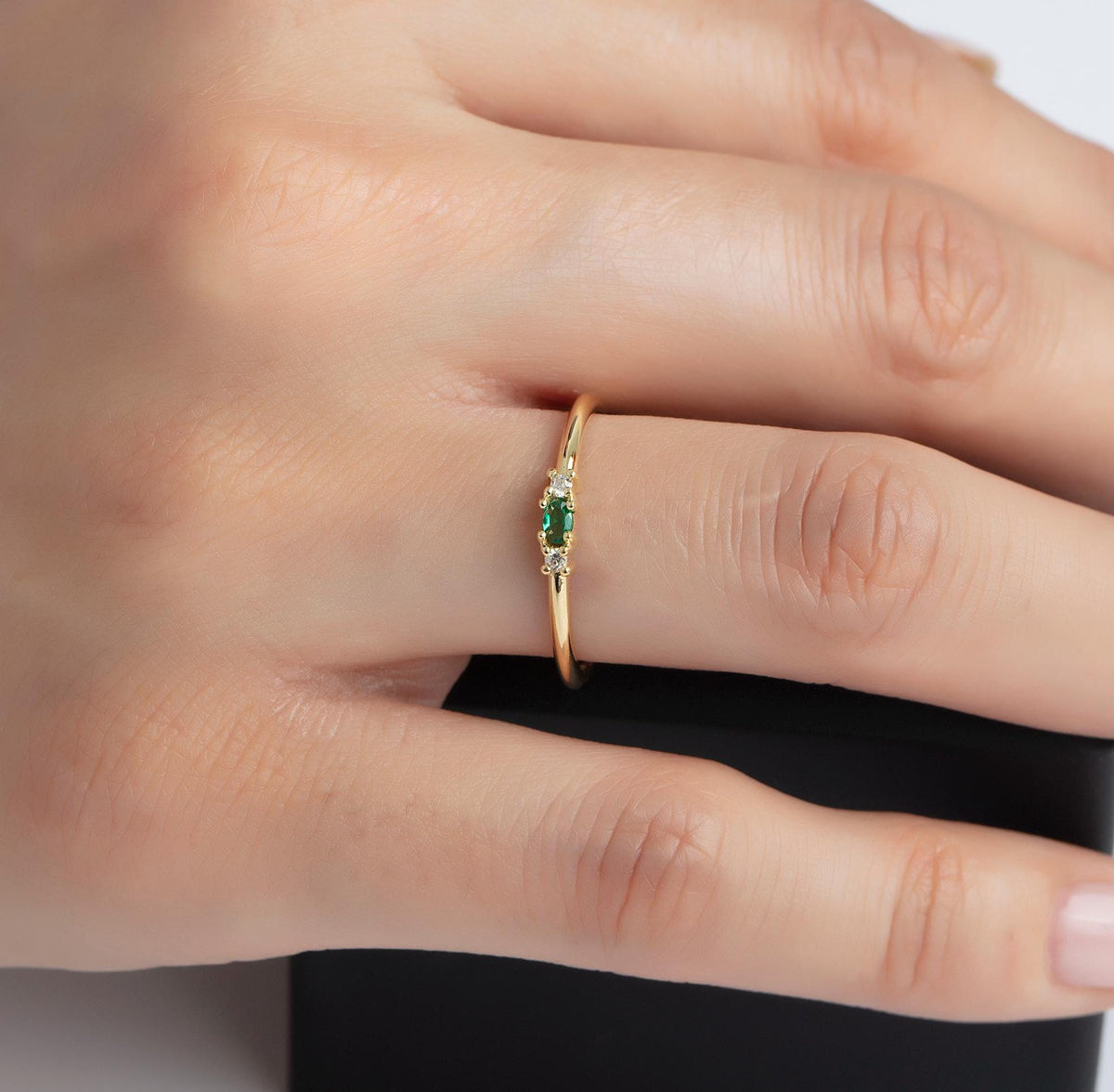 Dainty Center Stone Gold Birthstone Ring